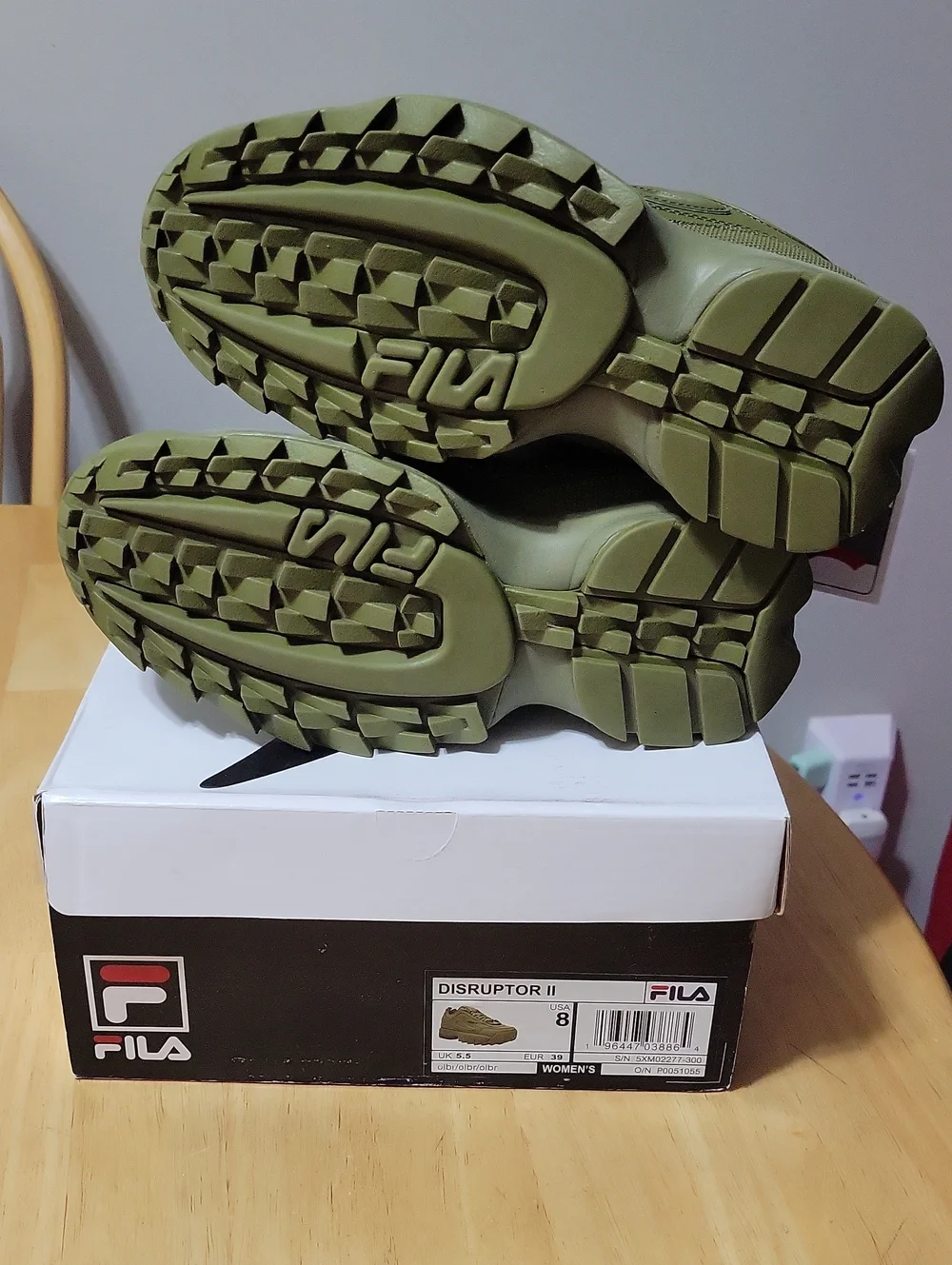 Like New Olive Colored Fila Disruptor Sneakers
